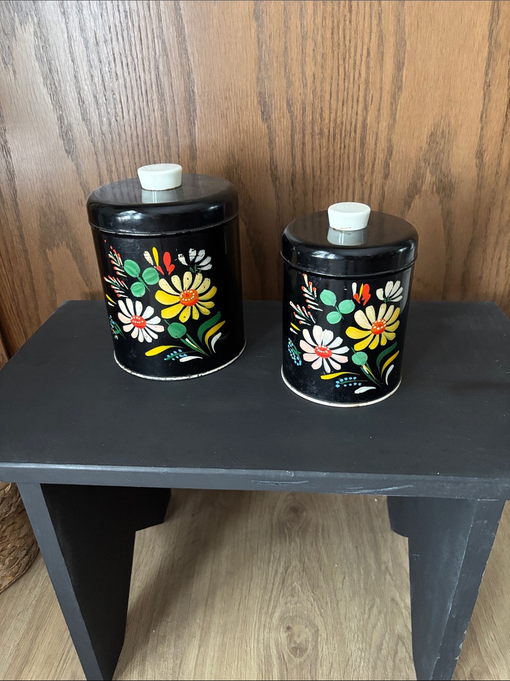 Vintage Ransburg Hand Painted Canisters